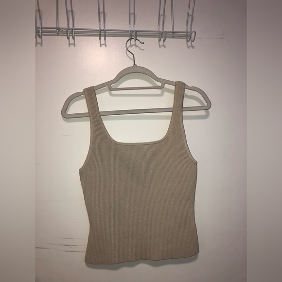 Aritzia (Babaton) Sculpt Knit Squareneck Tank in taupe - Picture 3 of 6